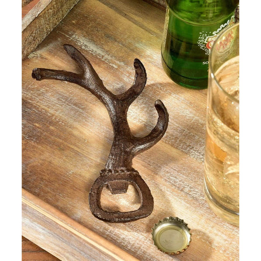 This metal bottle opener shaped like an antler and is a great accessory in your bar or makes a great gift for any hunter or wildlife enthusiast. 6.25"L x 3.4"W