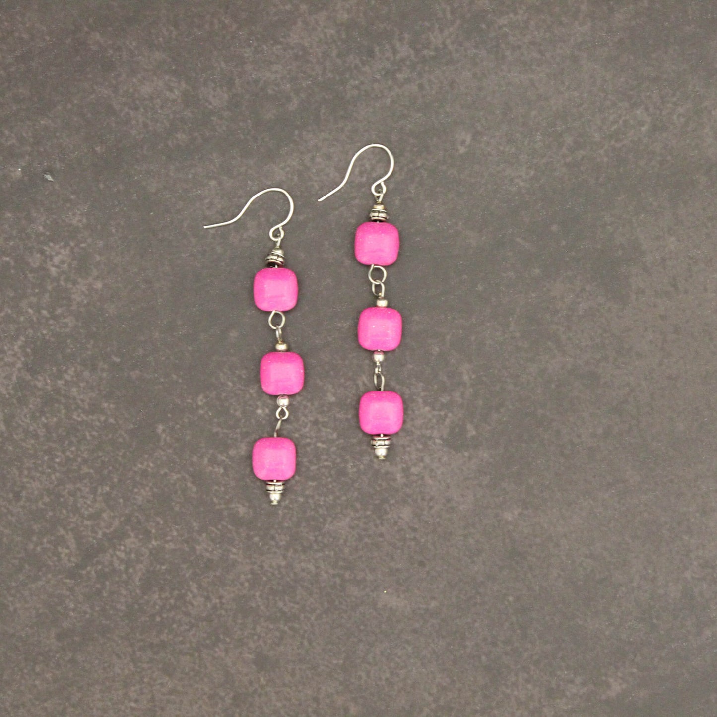 All Stacked Up! Pink Howlite Earrings