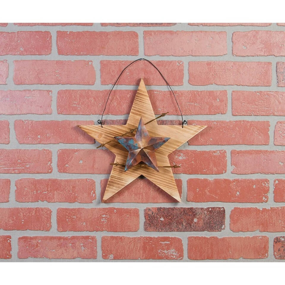 Add a touch of country charm to your home with the Barbed Wire Barn Star. This decorative star shines with rustic style featuring an intricate barb wire accent.