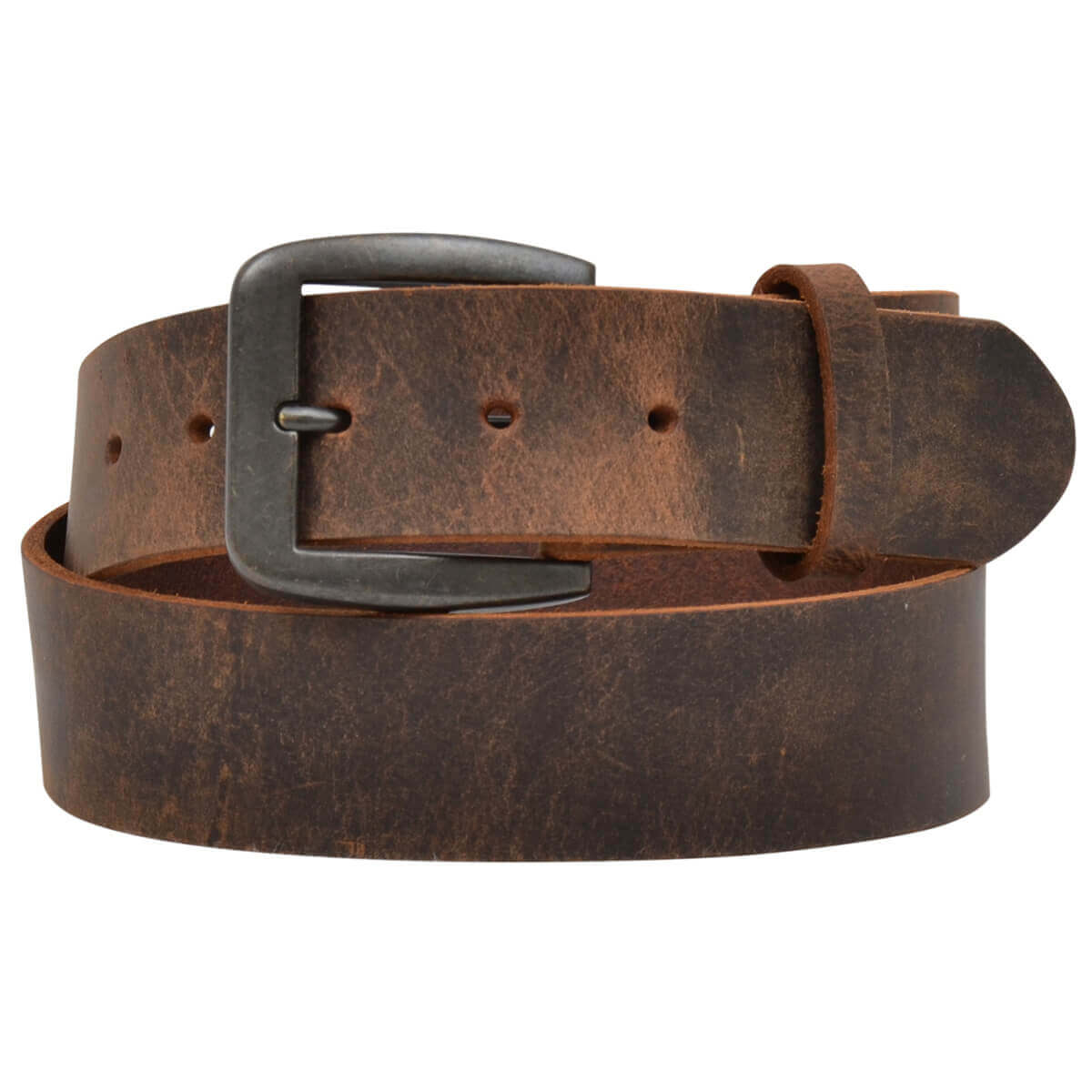 Bay Apache Men's Rugged Leather Belt USA, durable genuine leather with antique-style buckle.
