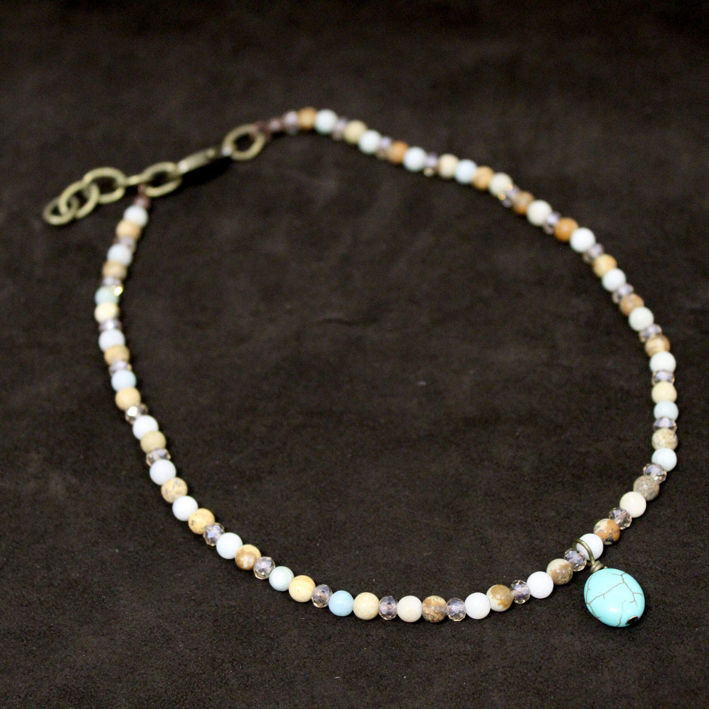 Beaded Choker with Small Turquoise Pendant