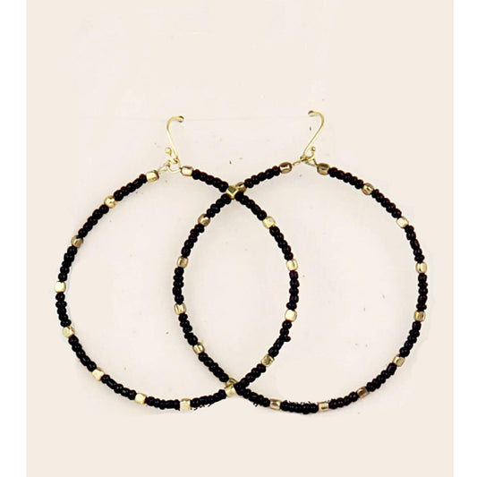 Beaded Hoop Black