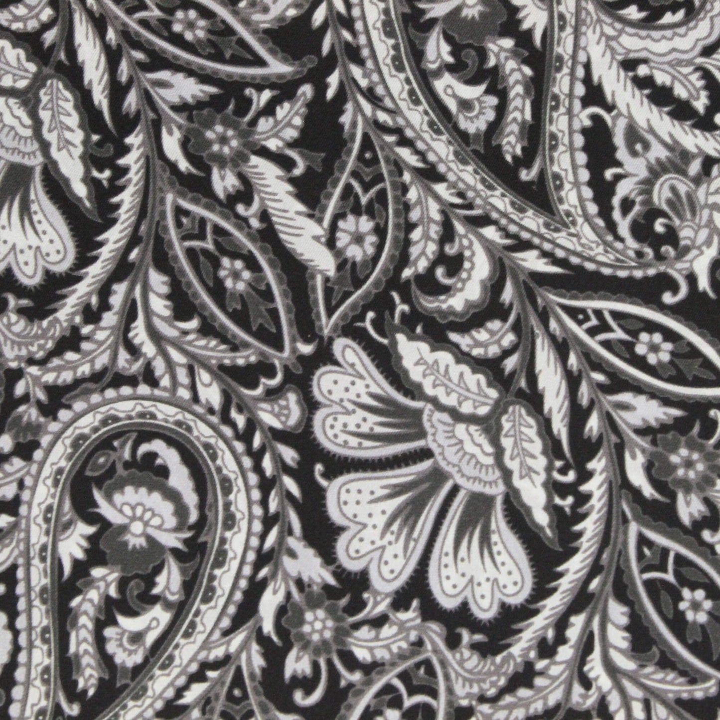 Close-up of a black and white paisley pattern