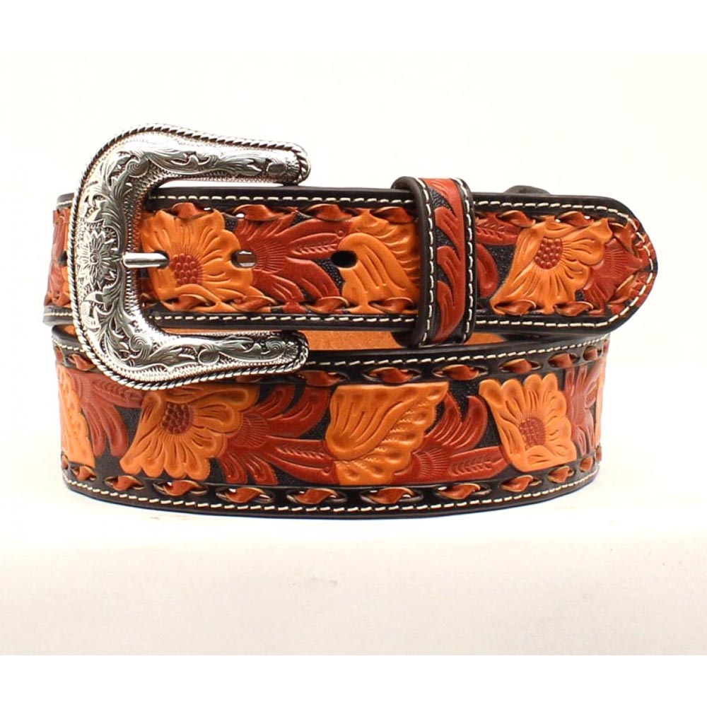 Black & Tan Embossed Western Belt