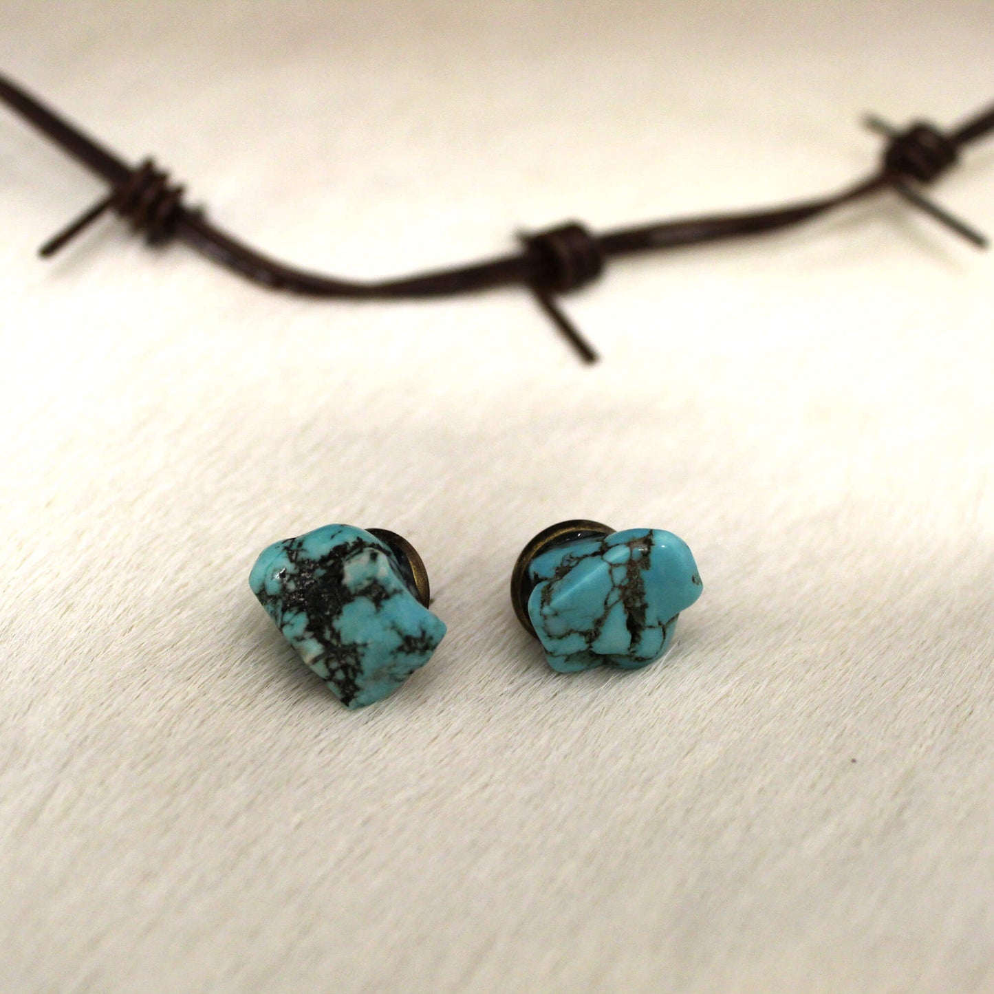 Blue Turquoise Nugget Earrings