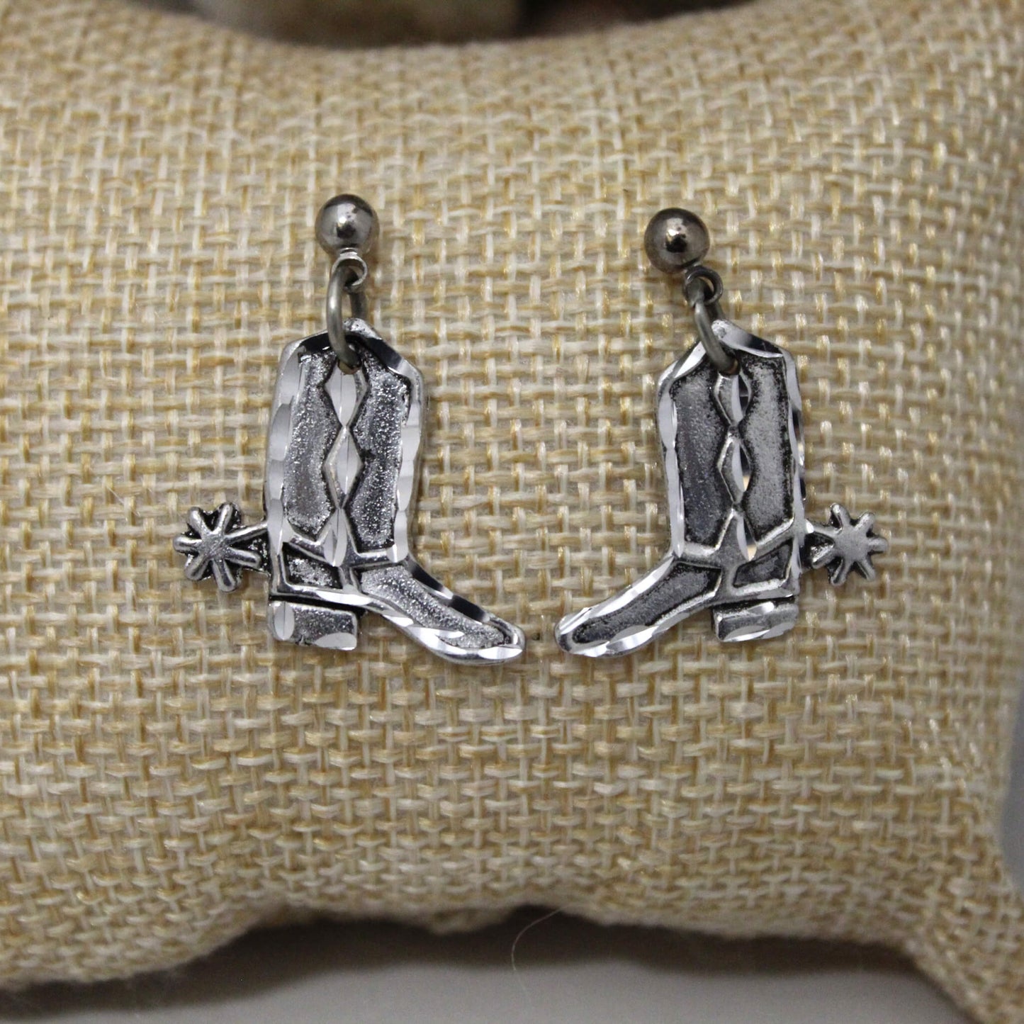 Cowboy Boot Pewter Earrings