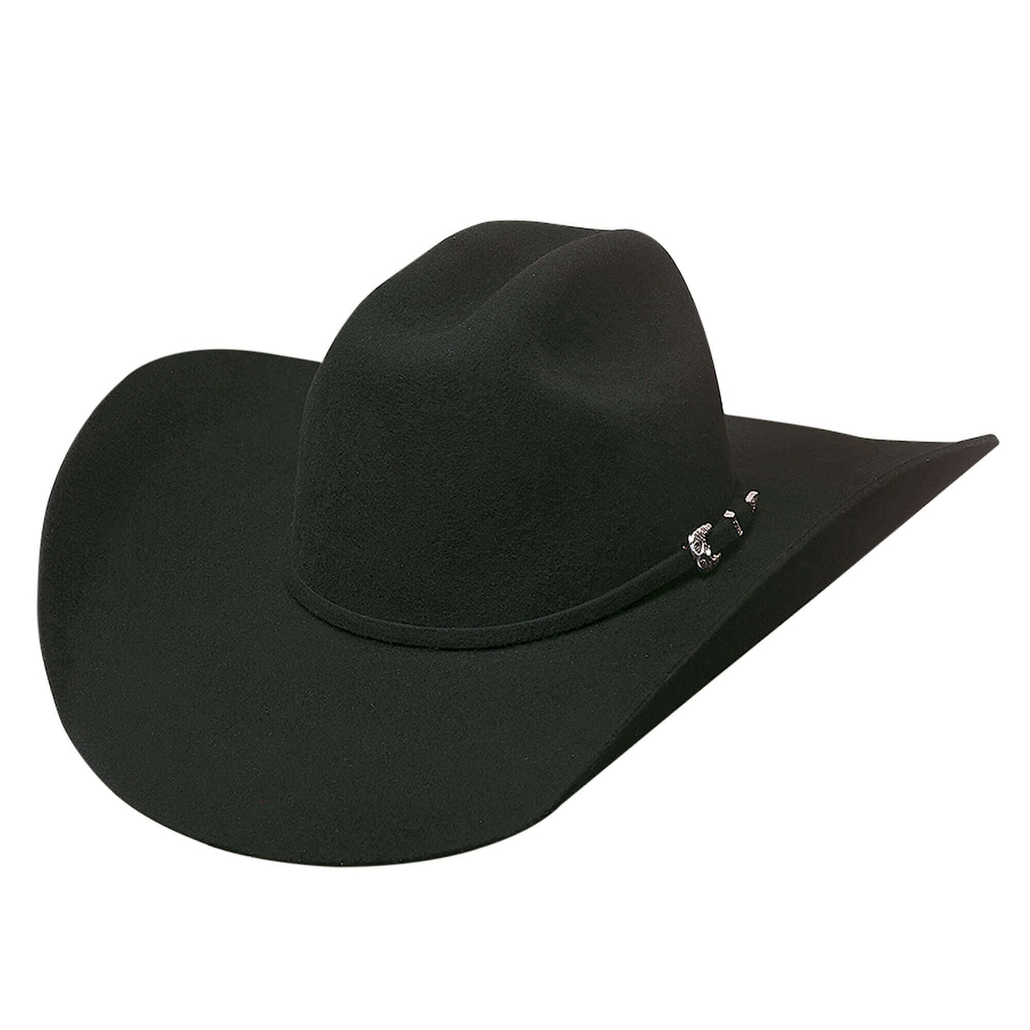 You'll be tooting your own horn for finding this classic cowboy hat. The wide brimmed Broken Arrow Cowboy Hat is a cleverly simple western style with a cattleman crown, decorative three piece buckle set, and comfort sweatband inside. Fully structured, this premium wool hat will retain its shape in endless wear.&nbsp; 4-3/8" Brim and 4-1/8" Crown