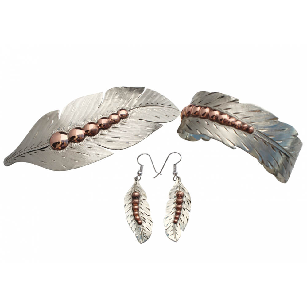 Two-Tone Feather Cuff Bracelet