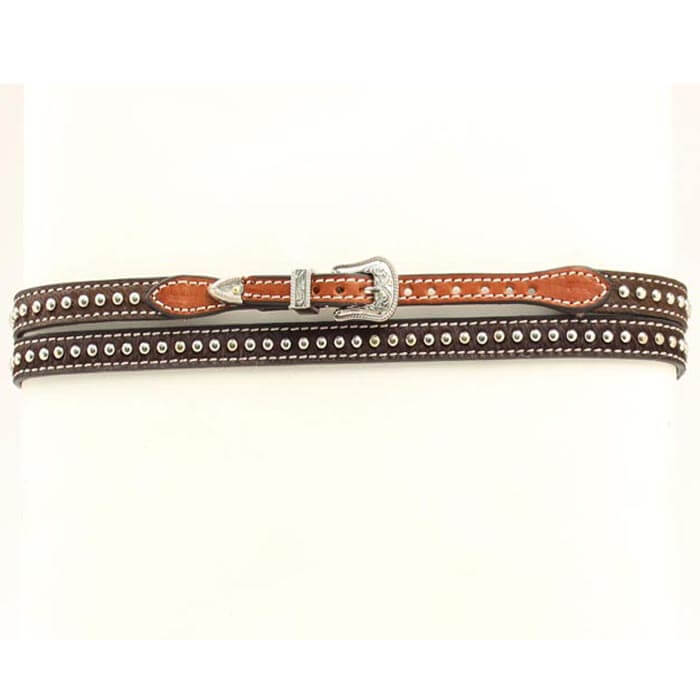 Create your own personalized rugged look with this western style calf hair hatband. The round silver beads add a touch of flare that will definitely give you a great look. This hatband uses a belt style adjustment with a rounded silver buckle.