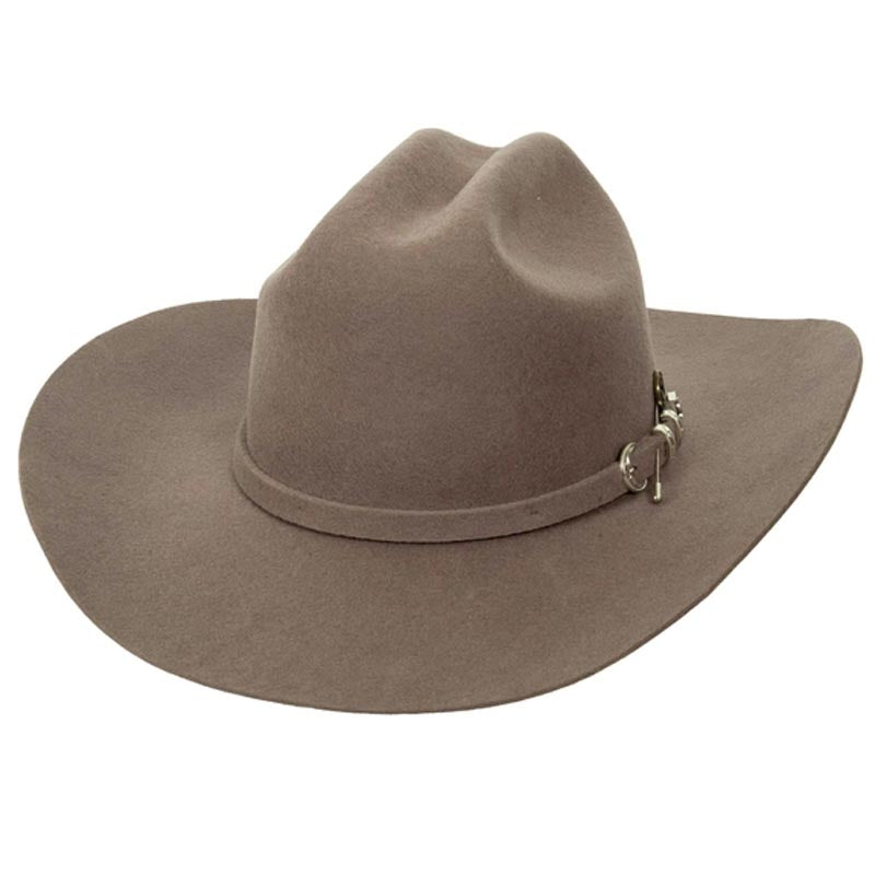 Introducing the Cattleman Men's Felt Cowboy Hat, a true iconic Cattleman-shaped crown with a shovel brim for that Yellowstone Dutton Ranch Hat look. Featuring a sewn-in sweatband with a unique hidden pull strap tightening system for a one of a kind fit! Brim 4" Crown 4 3/4"