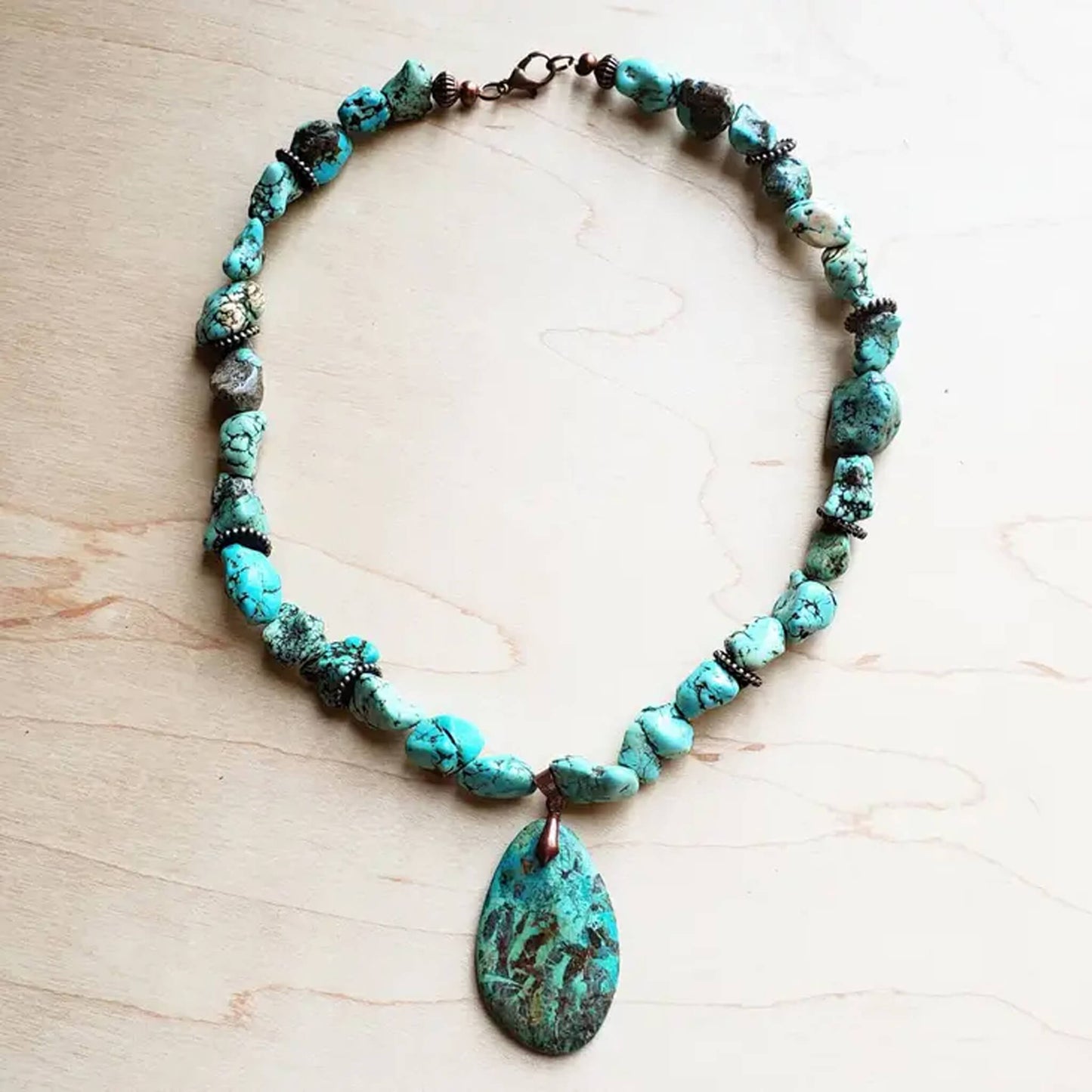 Short Chunky Turquoise Necklace with Pendant