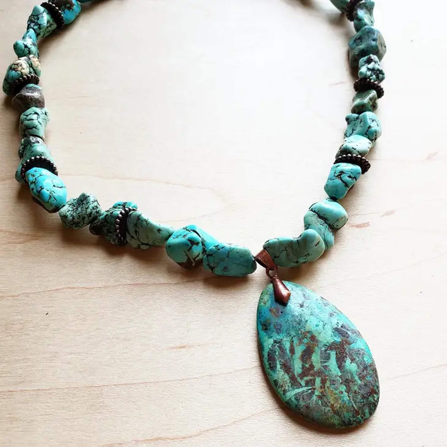 Short Chunky Turquoise Necklace with Pendant