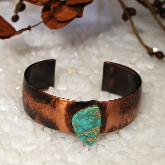 Copper Cuff Cowgirl Bracelet with Turquoise Stone