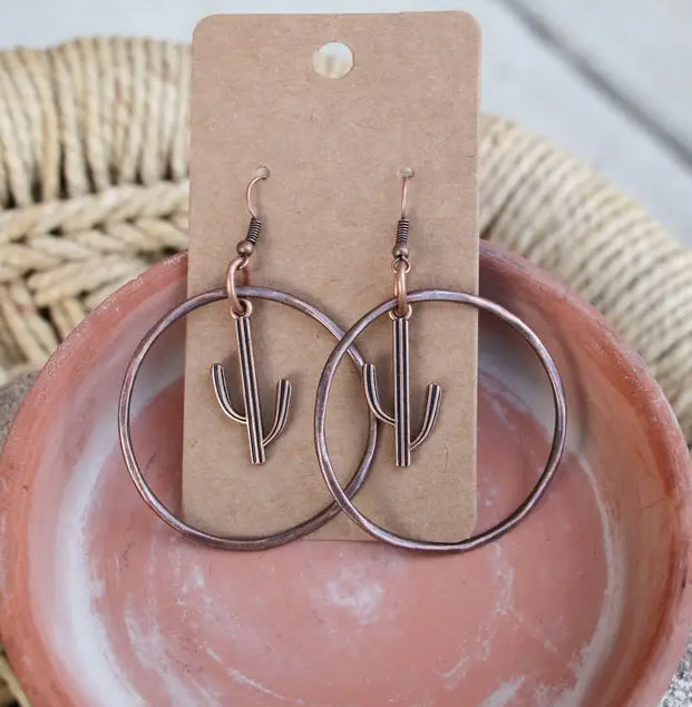 Copper Hoop with Cactus