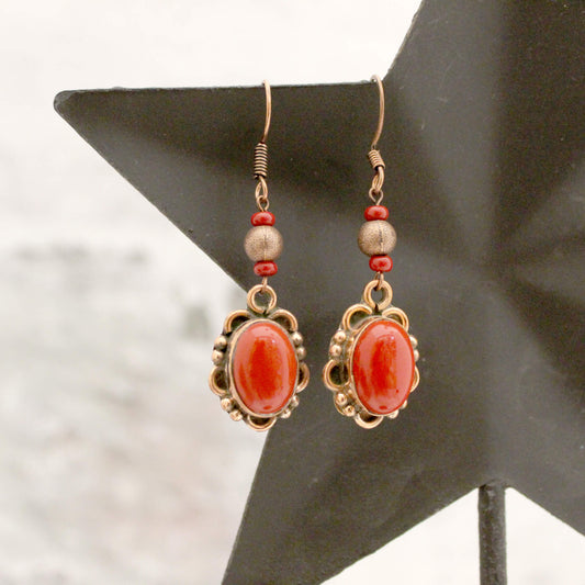 Copper & Coral Tone Earrings