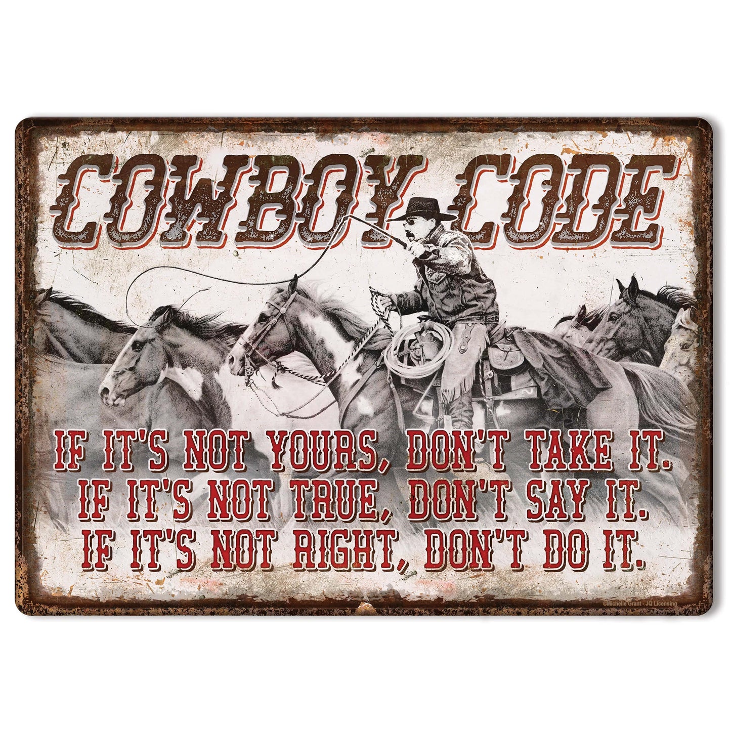 Cowboy Code Tin Sign