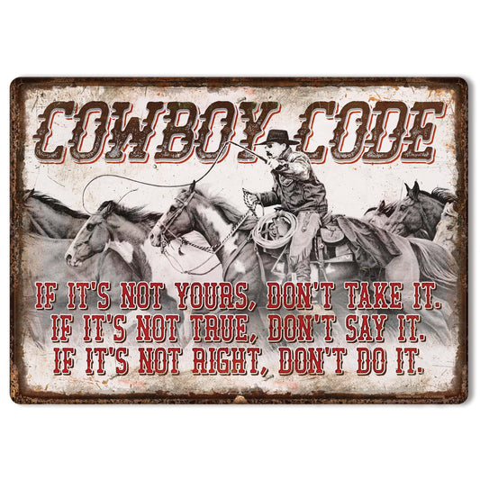 Cowboy Code Tin Sign