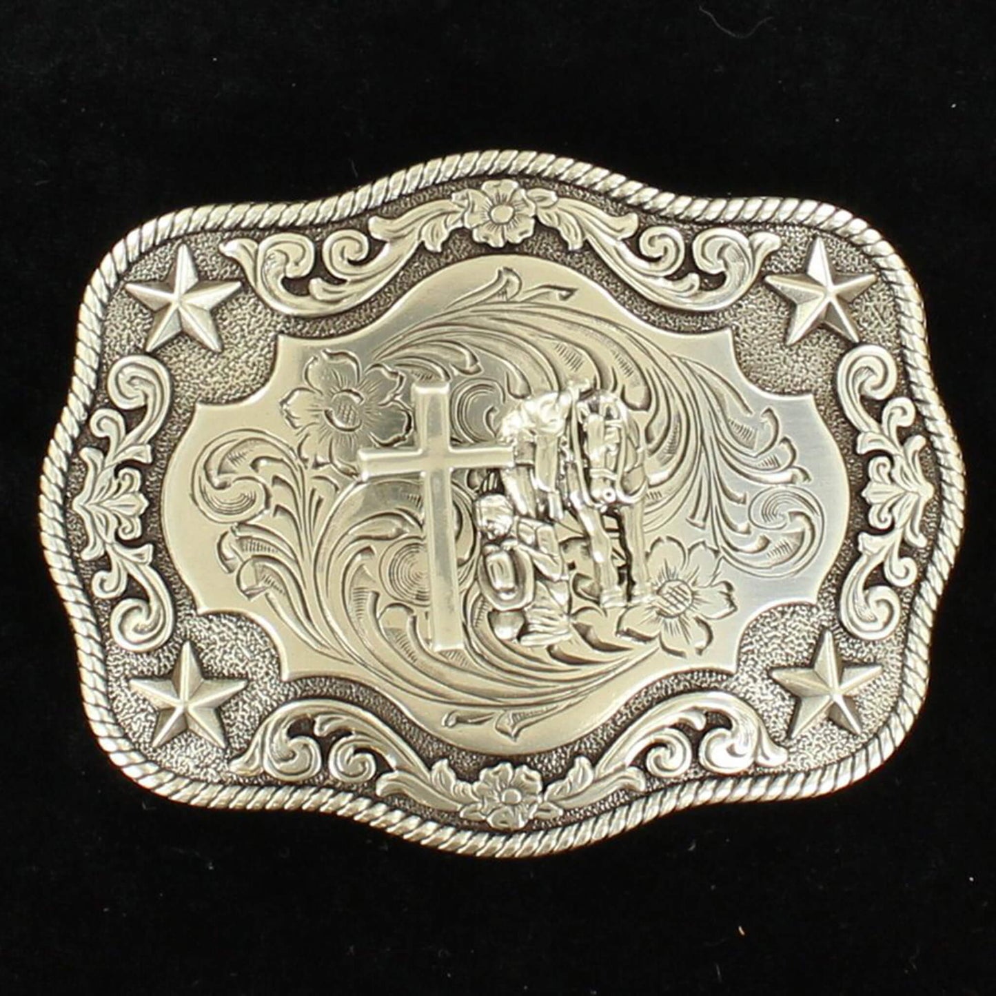 Cowboy Prayer Antique Silver Western Buckle