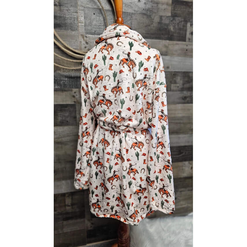 Western Cowboy Print Women's Western Bath Robe