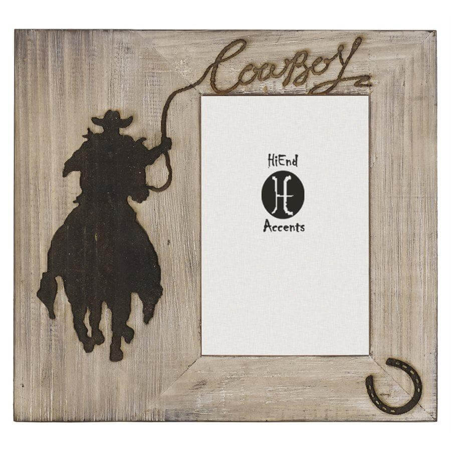 Distressed Wooden Cowboy Frame