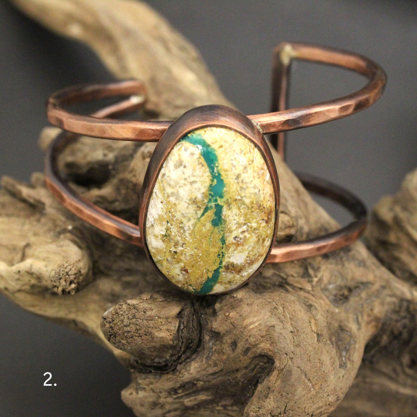 Double Wire Copper Cuff with Turquoise Stone USA