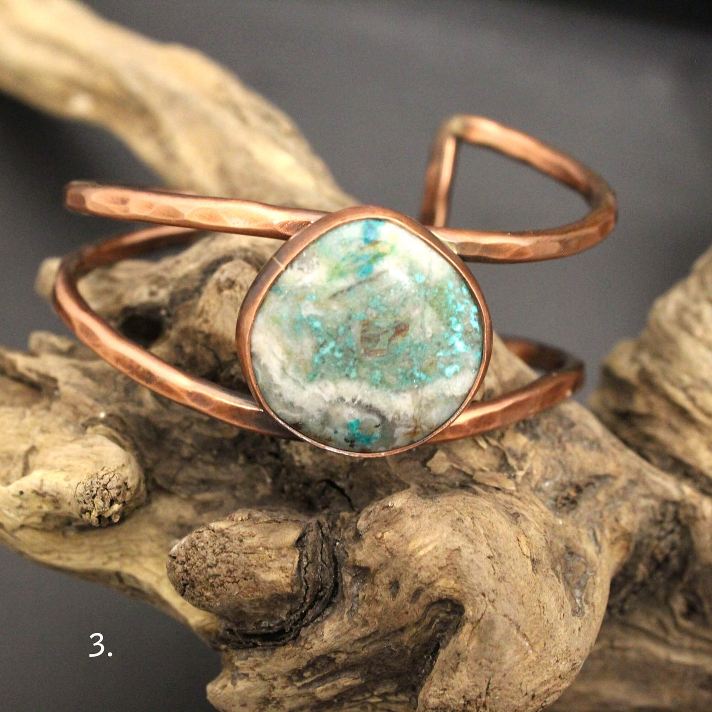 Double Wire Copper Cuff with Turquoise Stone USA