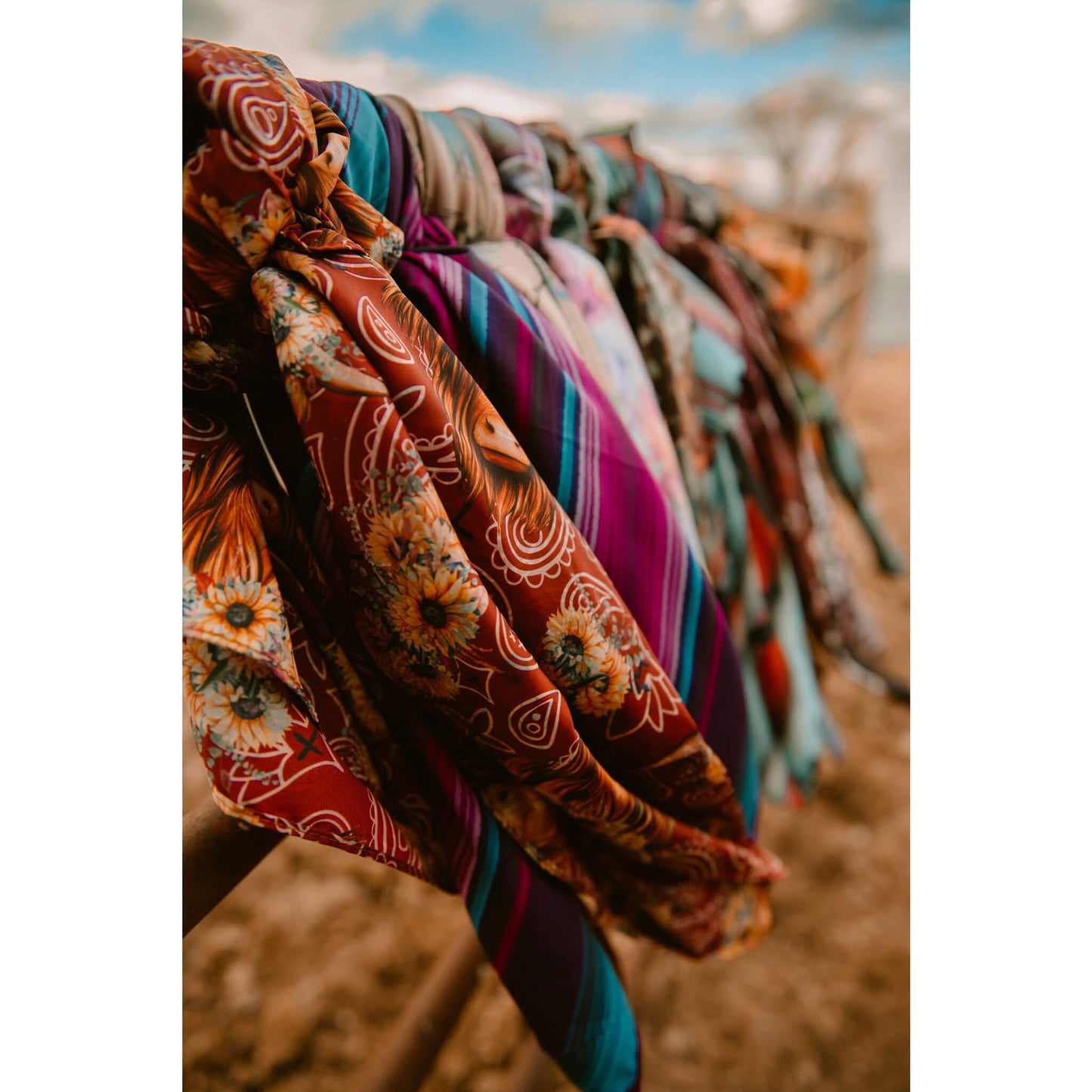 Giddy up and get ready to rope in compliments with our premium Western Silk Cowboy Scarf. Wrap it around your neck, tie it to your bag, or get creative - the possibilities are endless. Whether you're saddling up or stepping out, this scarf will have you looking and feeling like a true cowboy (or cowgirl) in no time.