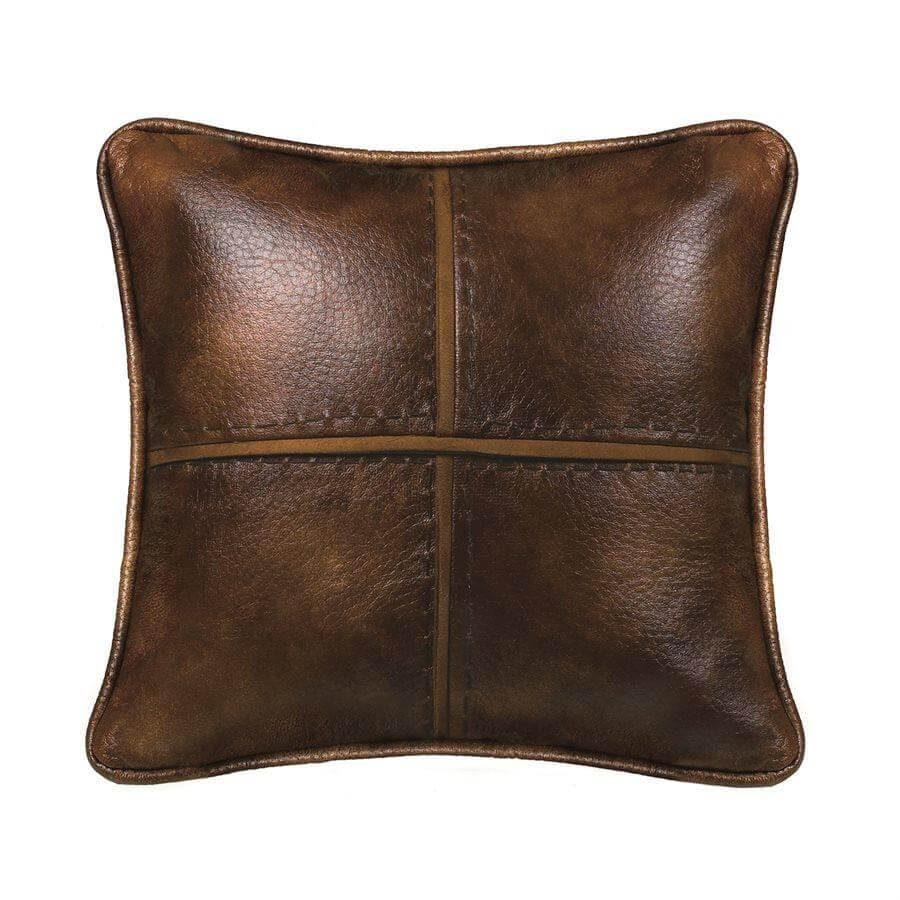 Faux Leather Stitched Pillow