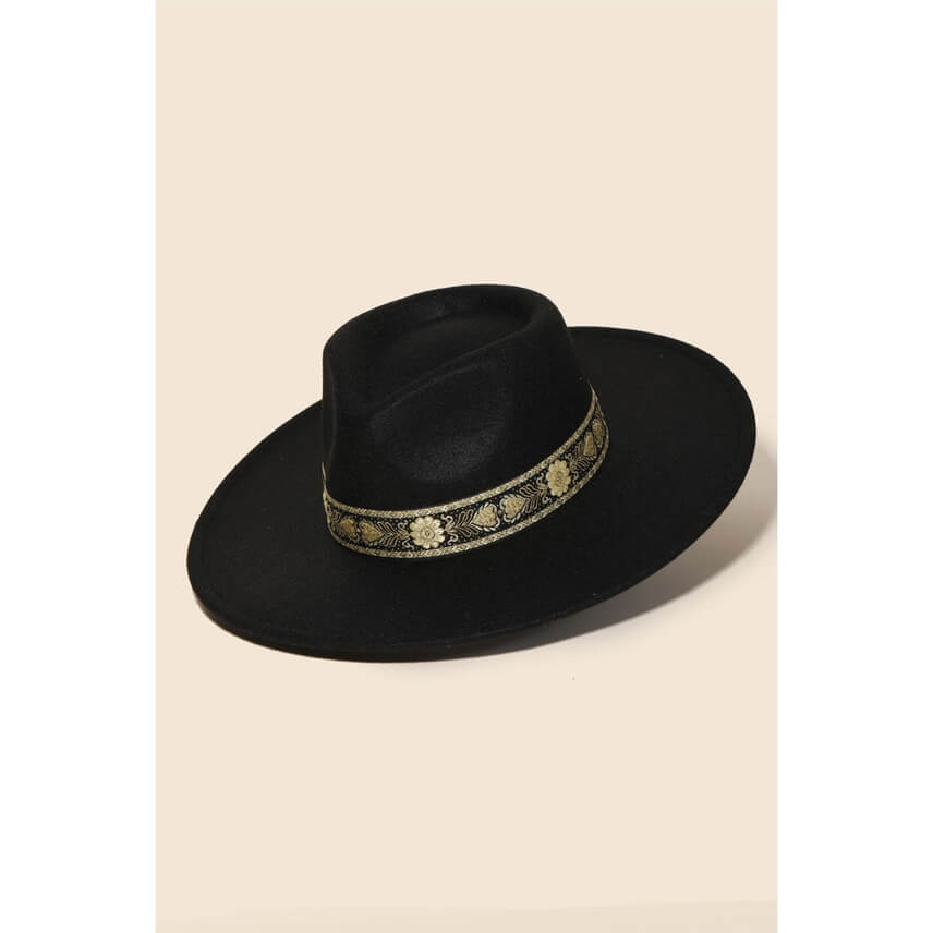 Embroidered Fashion Fedora Hat