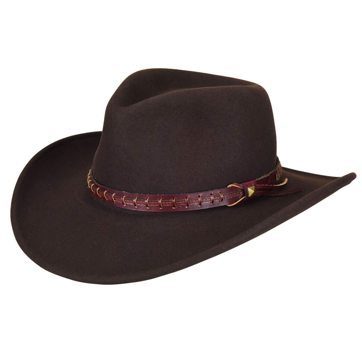 The Wind River by Bailey® Firehole is made with LiteFelt®, a treated wool that is durable, shape retentive, and water repellent. The Firehole boasts a leather hatband with leather lace trim, a pinch front cassidy crown, and a 3 1/4" brim. Made in the U.S.A.