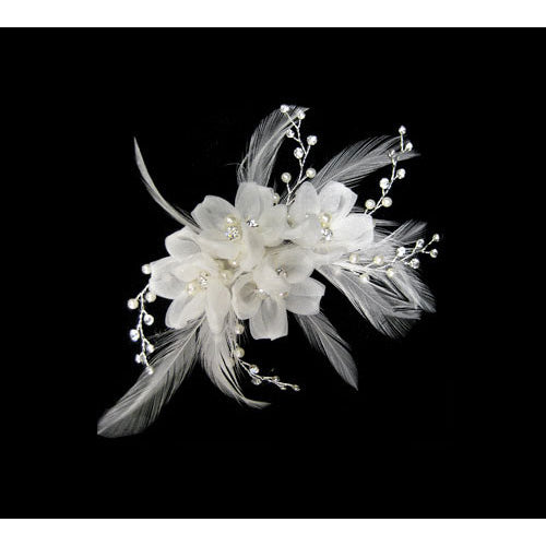 Flower, Feather Pearl Pin