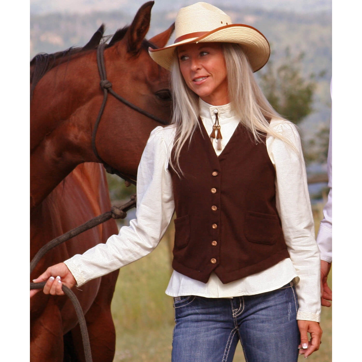 Straight from the High Plains Frontier comes our GR vest. With the look of the old mountain man, this vest is reminiscent of those that traded many years ago. This popular style, features two front patch pockets a poly lining. Looks great with our men’s shirts and ladies look great with tailored shirt or just a t-shirt under the vest. Made in the USA.