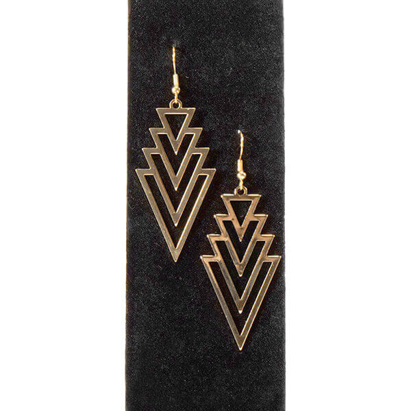 Gold Boho Western Chic Geometric Triangle Earrings showcasing a unique dangle design in warm gold tone.