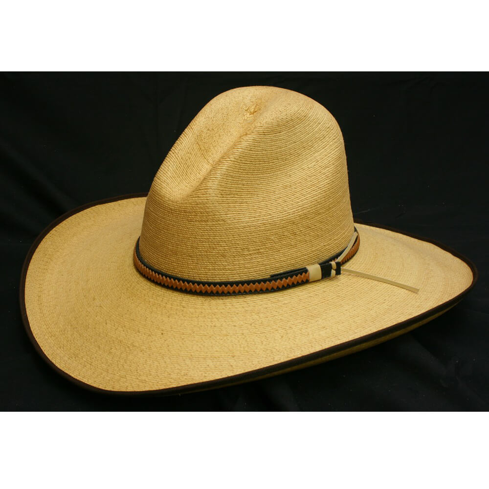 This is a very soft and comfortable cowboy hat with a 4 inch brim, 5-1/2 inch crown. Pressed. Not Stiffened. Re-shaping not recommended. Brown bound edge. Brown bound edge.