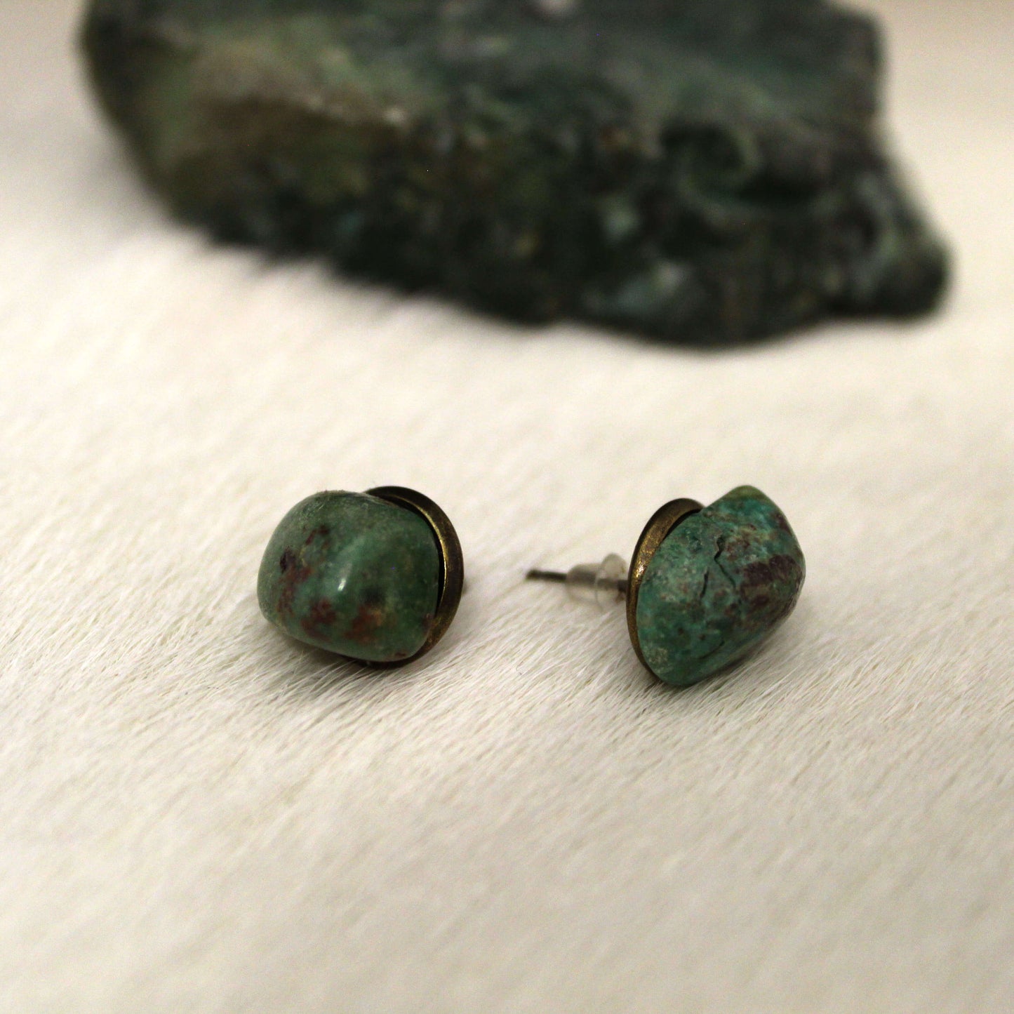 Green Turquoise Nugget Earrings