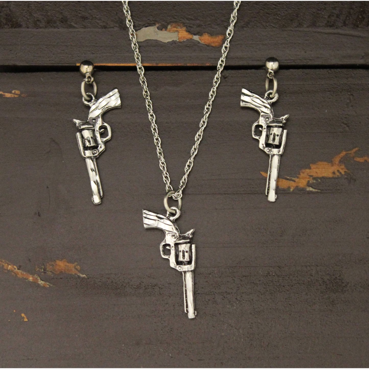 Gun Pewter Necklace