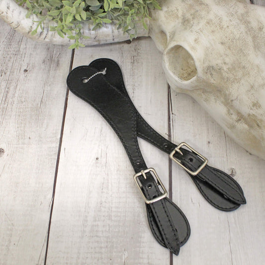 Great basic spur straps perform as well as they look. Constructed from refined bridle leather, these spur straps feature durable nickel plated buckles. These plain Spur Straps with buckle allowing for easy adjustment and a secure fit, are a simple, affordable option for all riders.