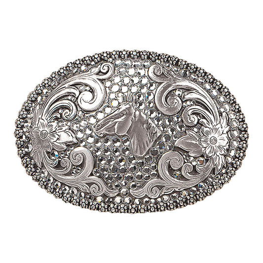 Horsehead Rhinestone Belt Buckle