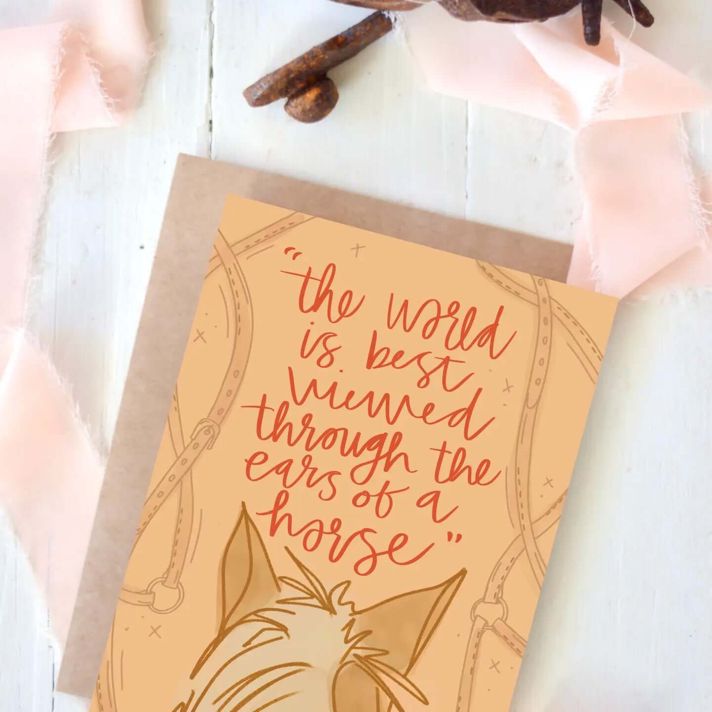 Cowgirl & Cowboy Western Greeting Cards Blank featuring inspirational quote about horses.