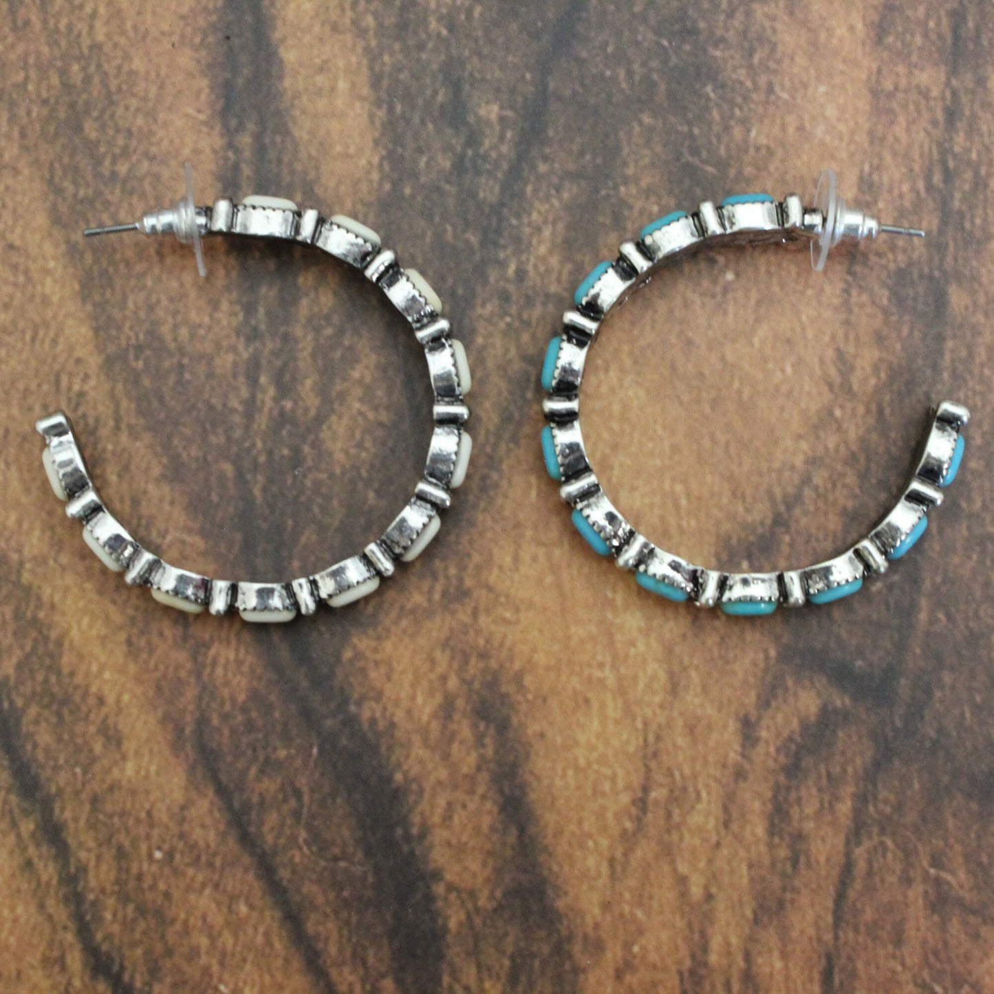 Inlay Stone Hoop Earrings