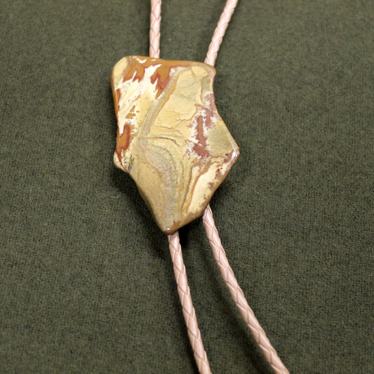 Jasper Stone Slab Tan Bolo Tie