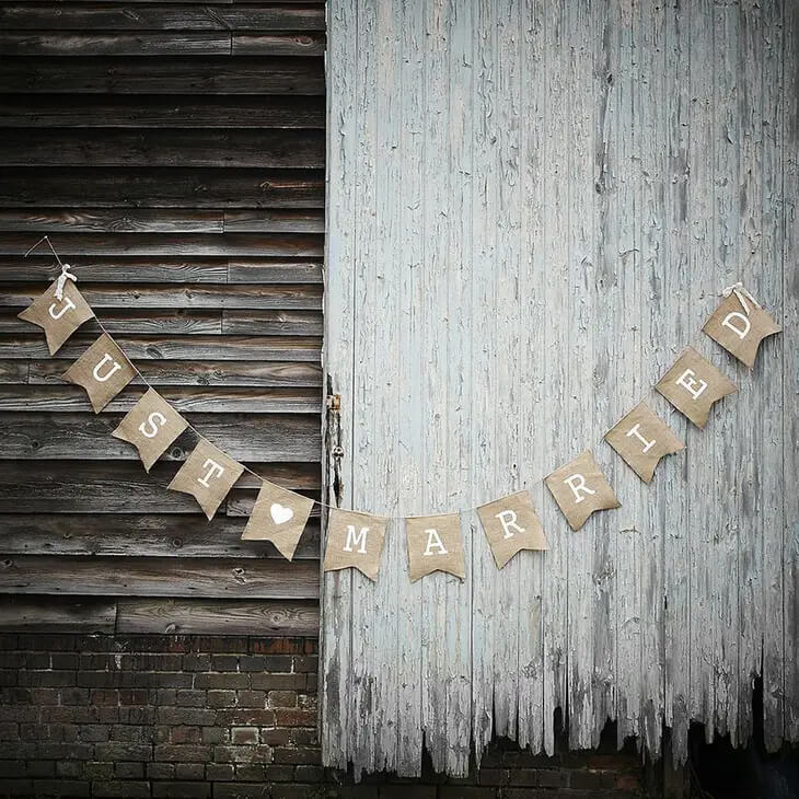 Just Married Burlap Banner