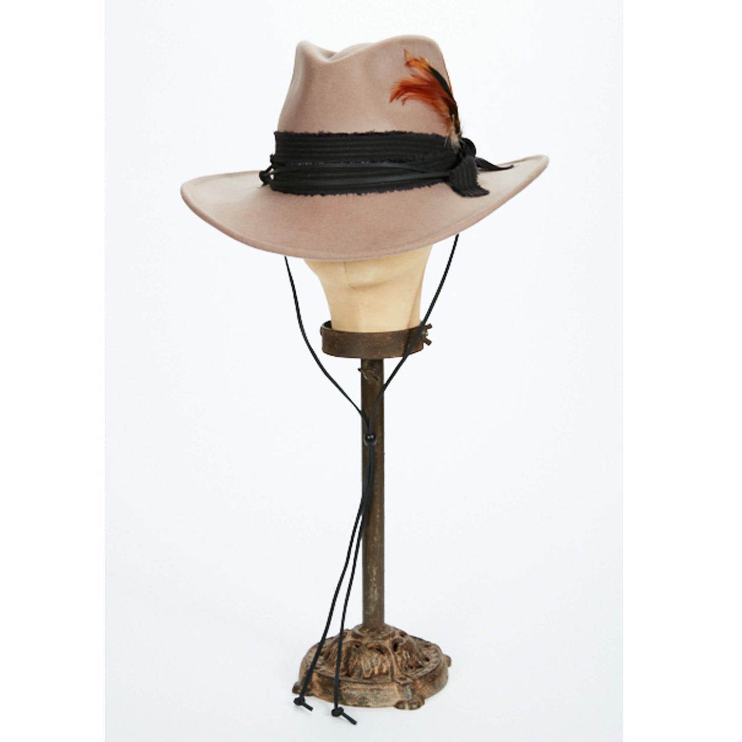 Taupe Feather Fedora Hat