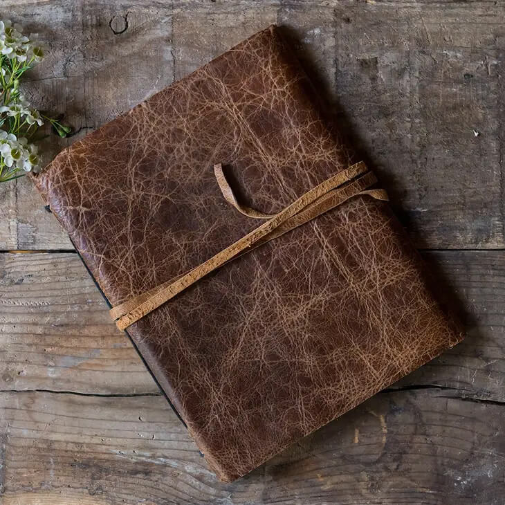 Leather Bound Rustic Style Guest Book