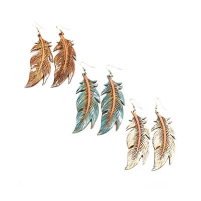 Showcase your free-spirited style with these leather feather earrings. The embossed feather design gives them a soft, boho vibe that looks gorgeous whether dressed up or down. The lightweight wire ensures these statement earrings are comfy enough to wear anywhere. Measure 1" by 3". May vary slightly. Imported.