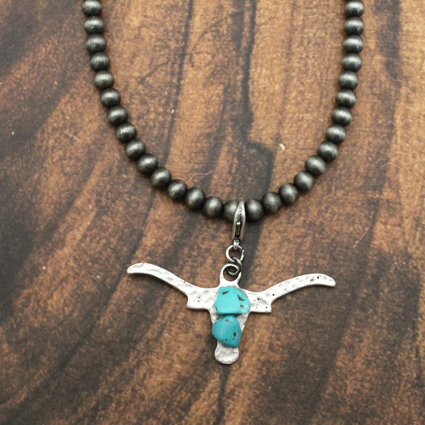 Navajo Pearl Western Skull & Cowboy Boot Necklace