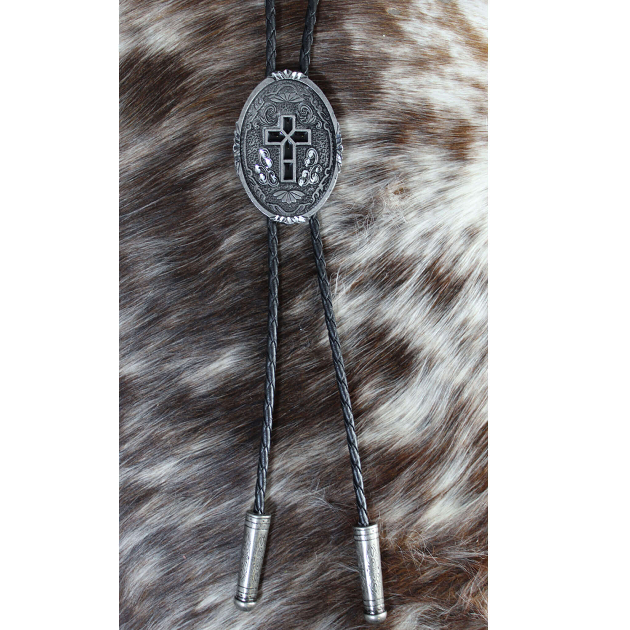 Bolo Tie Vintage Con Croce Celtica - Cravatta Da Uomo In Pelle E Zinco - 45x60 Mm, Cordino Regolabile - Accessorio Stile Western Per Matrimonio
