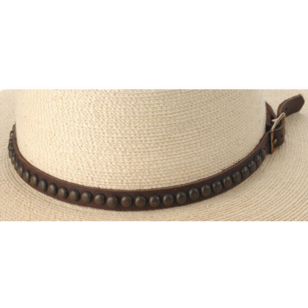 Old West Leather Hatband. Metal points and buckle. Handcrafted in Texas.