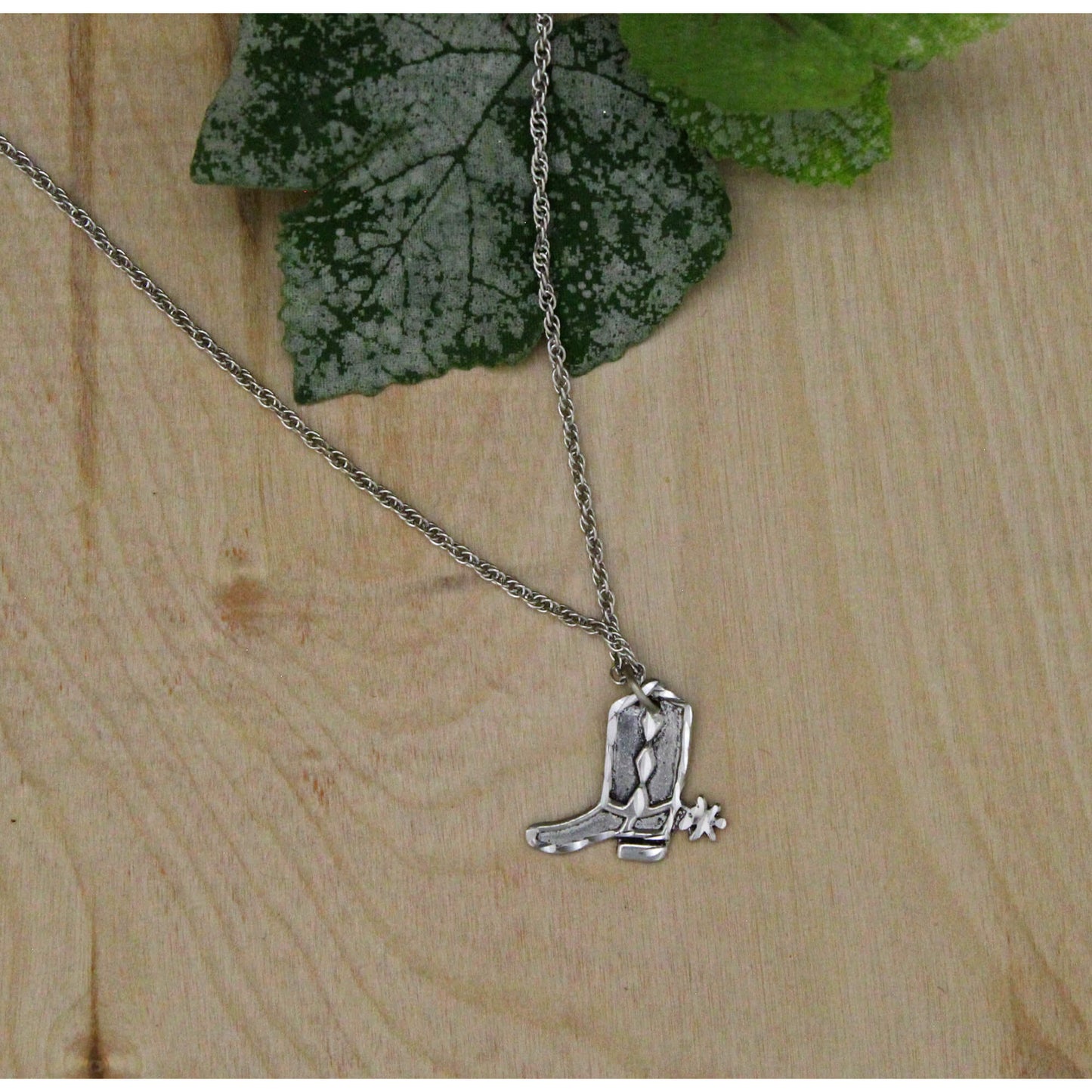 Cowboy Pewter Boot Necklace