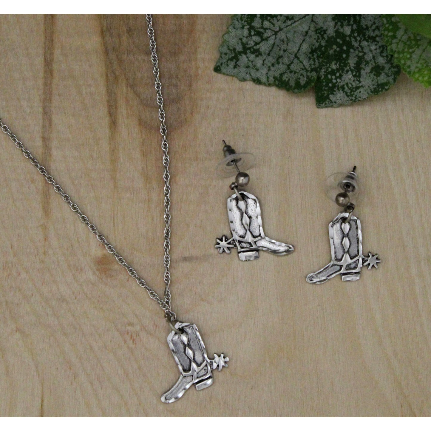 Cowboy Pewter Boot Necklace